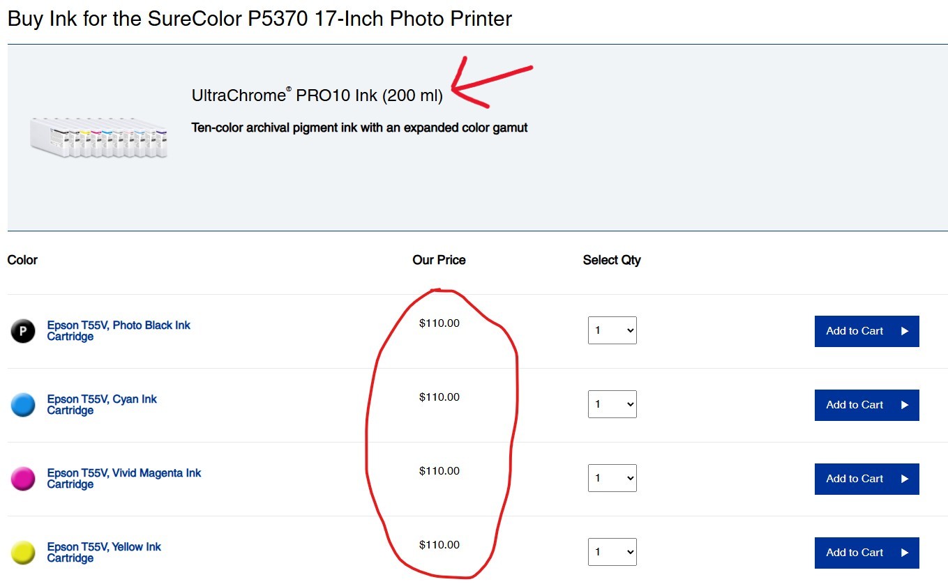 Epson Overpriced Ink cartridges